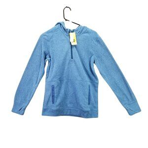 Boys All in Motion Blue Microfleece Pullover Hoodie Sweatshirt 1/4 Zip XL (16)